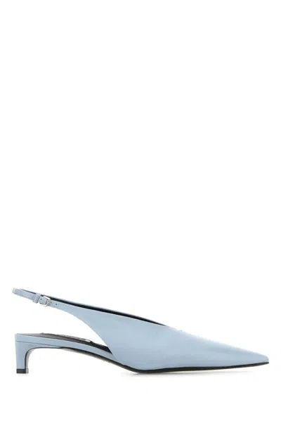 Jil Sander Minimalist Leather Slingback Slingback Heel In Blue