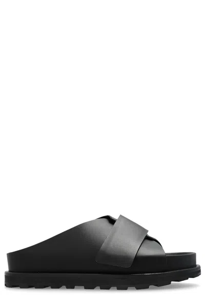 Jil Sander + Leather Slides In Black