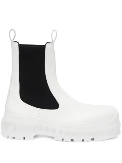 Jil Sander Slip-on Leather Ankle Boots In White