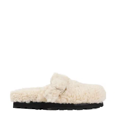 Jil Sander Off-white Single Buckle Loafers In 274 Pale Grey