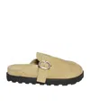 Jil Sander Camel Suede Flat Sabot In Green