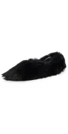 Jil Sander Faux-fur Ballerina Shoes In Black