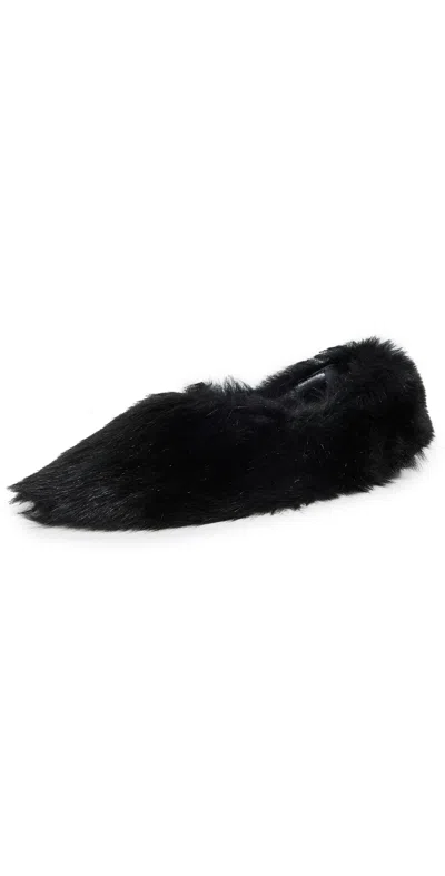 Jil Sander Faux-fur Ballerina Shoes In Black