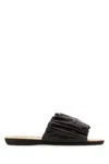 Jil Sander Leather Gathered-detail Slides In Black