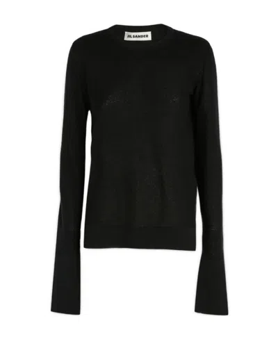 JIL SANDER JIL SANDER SLIT-CUFF DETAILED CREWNECK KNITTED JUMPER
