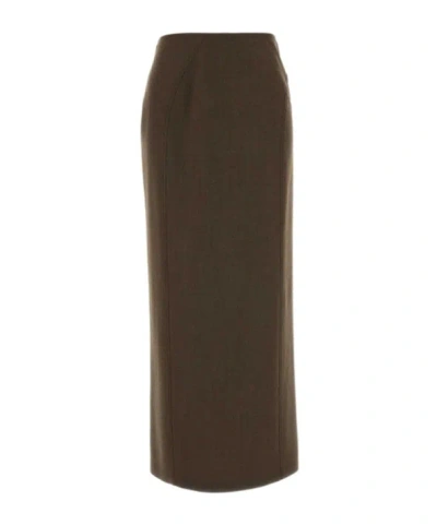 Jil Sander Rear-slit High-waist Pencil Skirt In Brown