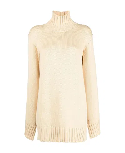 Jil Sander Slit-sleeves High-neck Jumper In Nude