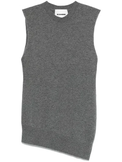 Jil Sander Slits Vest In Grey