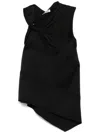 Jil Sander Sm Top Black Asymmetric Gloss With Bow
