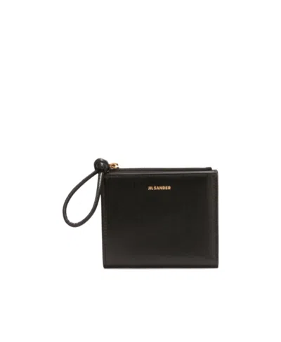 Jil Sander Small Bi-fold Leather Purse In Black