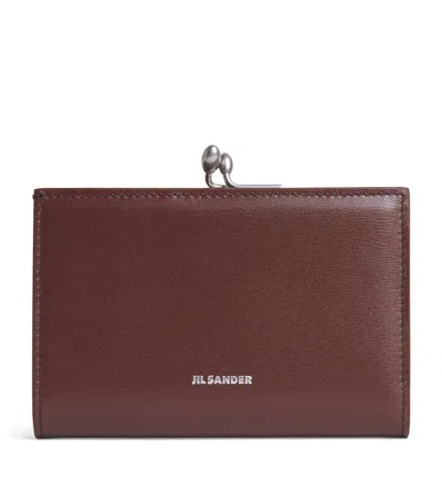Jil Sander Small Calf Leather Goji Wallet In Brown