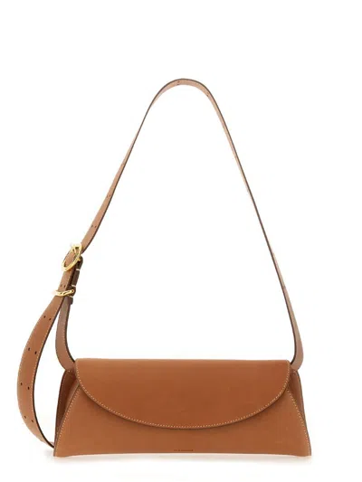 Jil Sander Cannolo Small Leather Shoulder Bag In Brown
