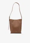 Jil Sander Small Cannolo Grained Leather Shoulder Bag In Sand