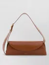 Jil Sander Small Cannolo Leather Shoulder Bag Adjustable In Brown