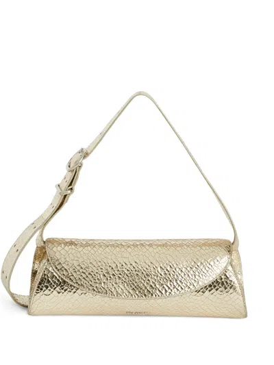 Jil Sander Small Cannolo Leather Shoulder Bag In Gold