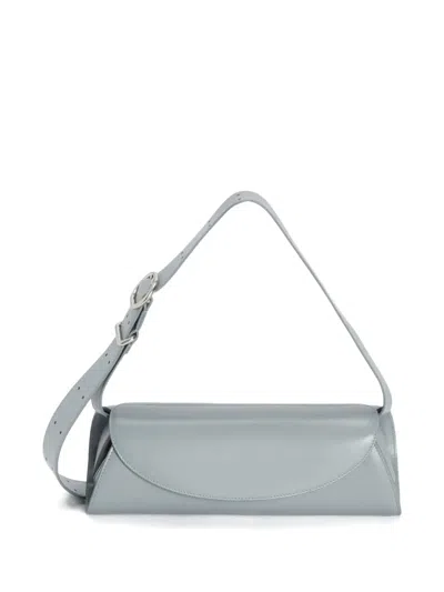 Jil Sander Small Cannolo Leather Shoulder Bag In Gray