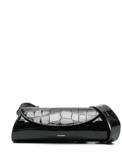 Jil Sander Small Cannolo Shoulder Bag In Black
