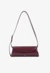 Jil Sander Small Rectangular Shoulder Bag With Adjustable Strap In Burgundy