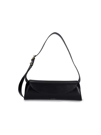 Jil Sander Small 'cannolo' Shoulder Bag In Black