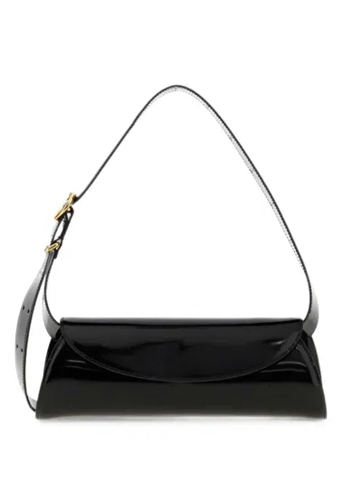 Jil Sander Mini Calf Leather Cannolo Shoulder Handbag In Black