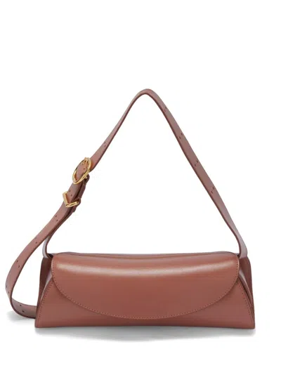 Jil Sander Small Cannolo Shoulder Bag In Brown