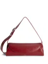 Jil Sander Cannolo Logo Embossed Small Tote Bag In Red