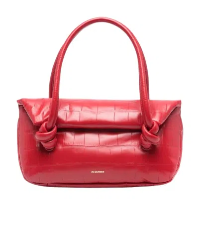 JIL SANDER JIL SANDER SMALL KNOT-DETAILED EMBOSSED SHOULDER BAG