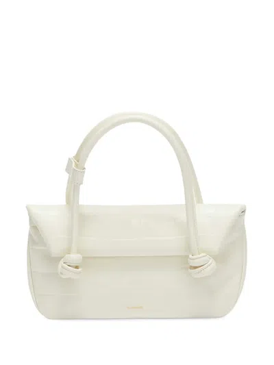 Jil Sander Small Crocodile-effect Shoulder Bag In White