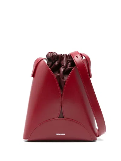 Jil Sander Small Curve Cross Body Bag In Red
