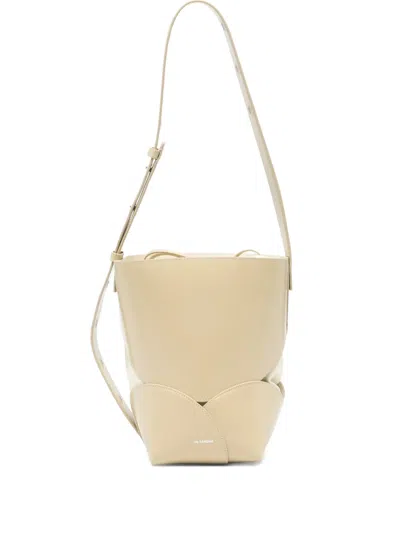 Jil Sander Small Drawstring Bucket Bag In Neutral