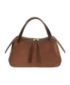 Jil Sander Rectangular Suede Shoulder Bag Double Handles Trim In Brown