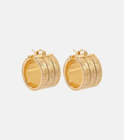 Jil Sander Small Embellished Hoop Earrings In Gold