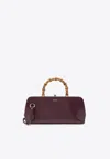 Jil Sander Small Goji Bamboo Calf Leather Handbag In Burgundy