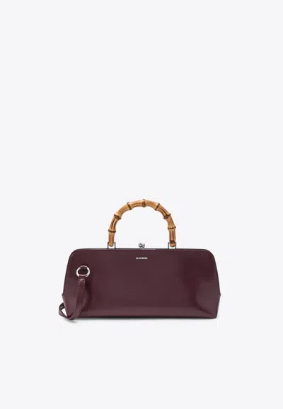 Jil Sander Small Goji Bamboo Calf Leather Handbag In Burgundy