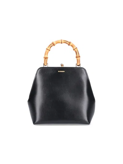 JIL SANDER JIL SANDER SMALL "GOJI BAMBOO SQUARE" HANDBAG – BLACK