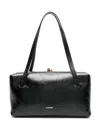 Jil Sander Small Goji Leather Shoulder Bag In 黑色
