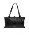 Jil Sander Small Goji Leather Shoulder Bag In Black