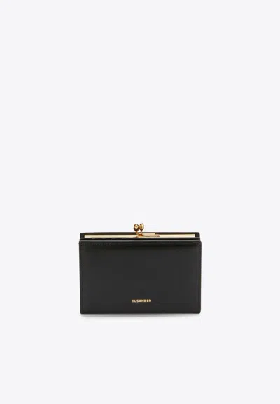 Jil Sander Small Goji Leather Wallet In Black