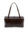 Jil Sander Paneled Cracked-leather Shoulder Bag In Brown