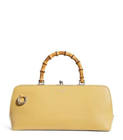 Jil Sander Small Leather Goji Bamboo Top-handle Bag In Yellow