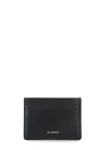 Jil Sander Logo Detail Leather Card Holder In Black