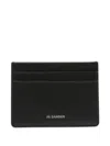 Jil Sander Logo-stamp Leather Cardholder In Black