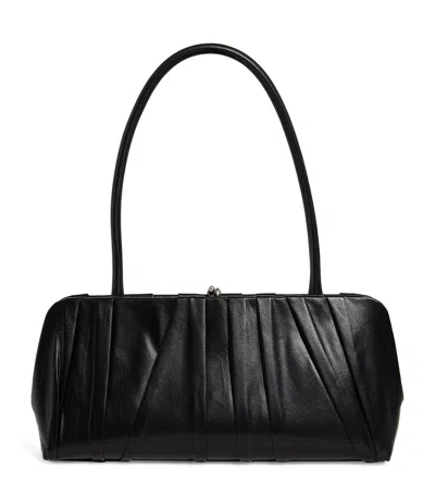 Jil Sander Small Leather Pleated Goji Shoulder Bag
