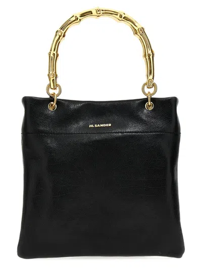 Jil Sander Small Leather Shopping Bag In Black