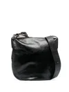 Jil Sander Crinkled Leather Shoulder Bag In Black