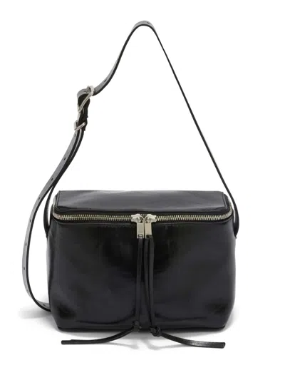 Jil Sander Small Leather Shoulder Bag In Black