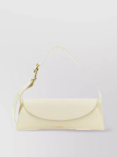 Jil Sander Small Leather Shoulder Bag With Adjustable Handle In Beige