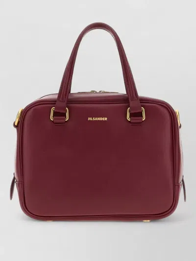 Jil Sander Small Leather Vision Tote Bag Top Handles In Purple
