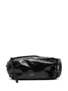 Jil Sander Small Logo-foil-print Leather Bag In Black