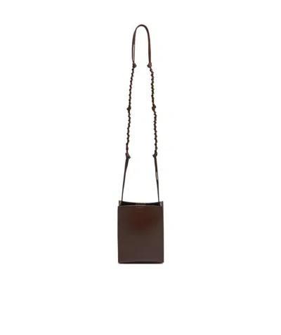 Jil Sander Small Logo Shoulder Bag In Brown